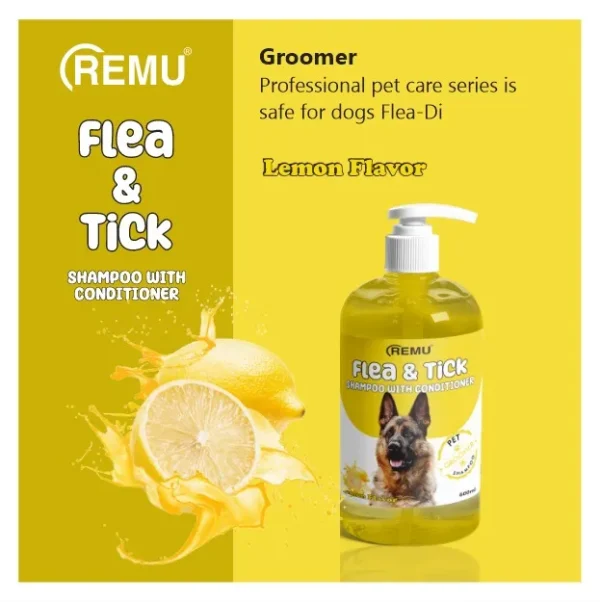 Remu Groomer Flea & Tick Shampoo with Conditioner – Lemon
