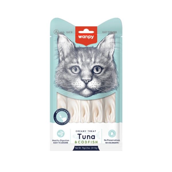 Wanpy Creamy Lickable Treat for Cat Tuna and Codfish