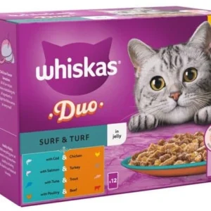 WHISKAS® Duo Surf & Turf in Jelly 1+ Adult Wet Cat Food Pouches