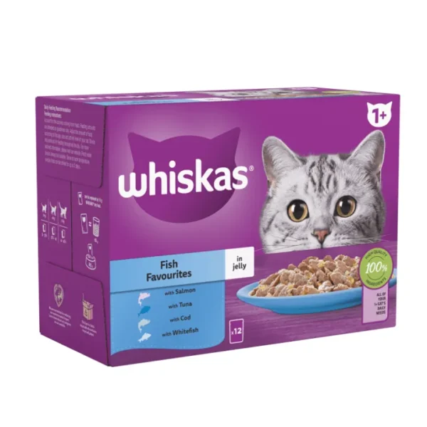 Whiskas Fish Favourites in Jelly 1+ Adult Wet Cat Food Pouches
