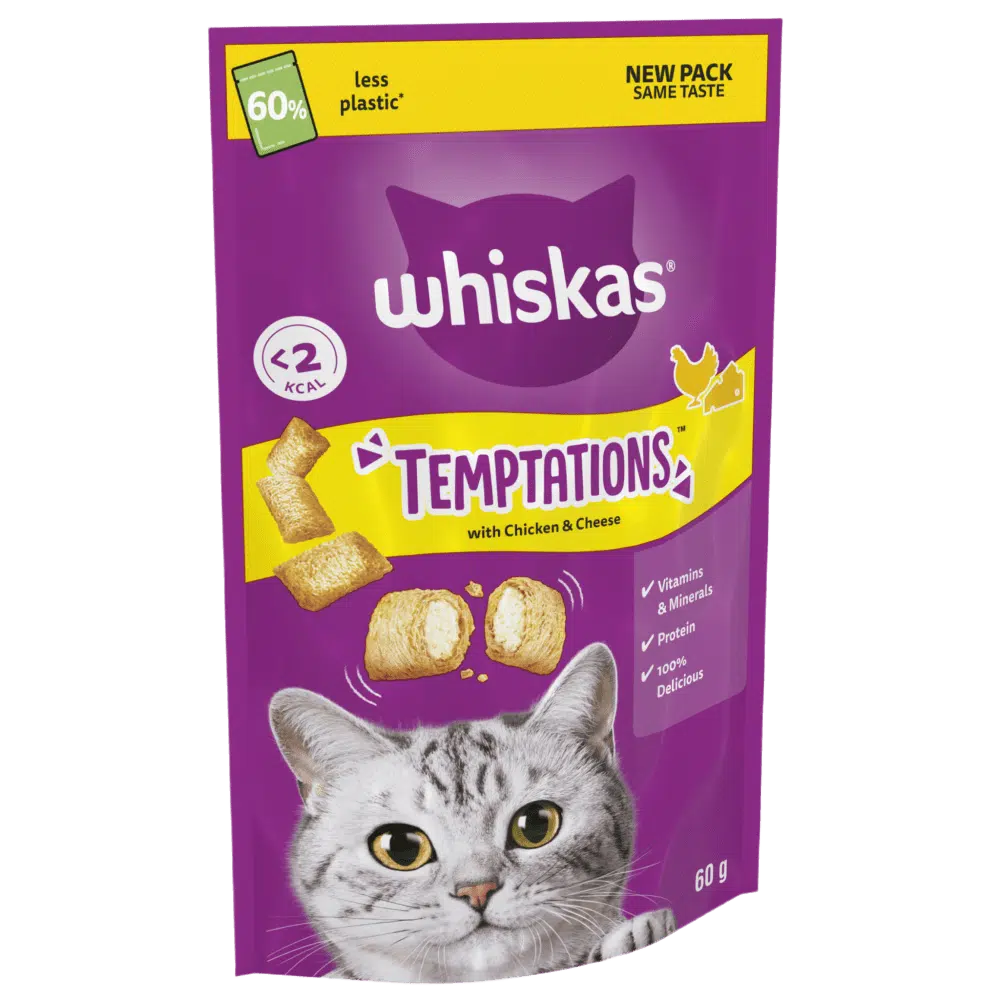 Whiskas Temptations Cat Treats with Chicken & Cheese – 60gm