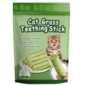 Cat Grass Stick – Cat Grass Teething Stick — 6pcs Bag – Chicken & Grass Blend – 30g – Natural Dental Treats for Cats
